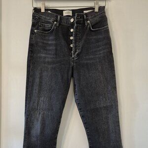 Citizens of Humanity High Slim Ankle 27 Black Button Fly Model Off-Duty Luxury